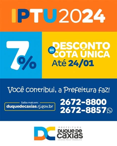 Caxias IPTU 2024 pode ser pago 7 de desconto até 24 de janeiro