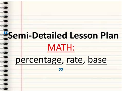 Mathematics Semi Detailed Lesson Plan Lesson Plan In Mathematics Hot