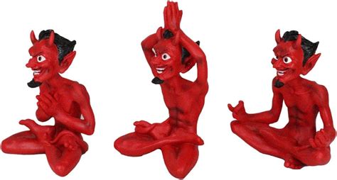 The Holiday Aisle® Set Of 3 Red Demon Imp Devils In Yoga Meditation