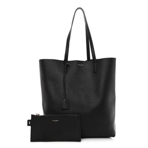 SAINT LAURENT Calfskin North South Shopping Tote Black 1298752