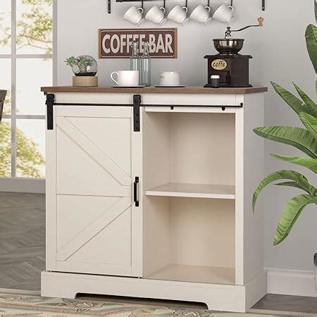 Amazon Phi Villa Farmhouse Coffee Bar Cabinet Sliding Barn Door