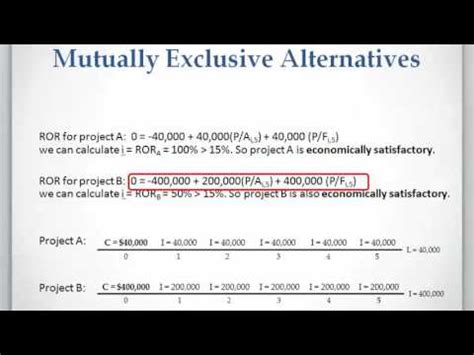 Lesson 4 Video 1 Mutually Exclusive Alternatives Rate Of Return