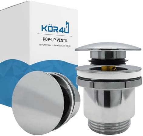 kör4u Design Pop Up Ventil chrom 1 1 4 Zoll universal Ablaufgarnitur