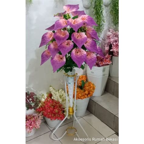 Jual Rangkaian Bunga Anthurium Bunga Aron Panda Dengan Pot Standing