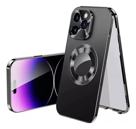 Funda Magnética Metálica De Doble Cara Para iPhone 1 Pcs Color Negro