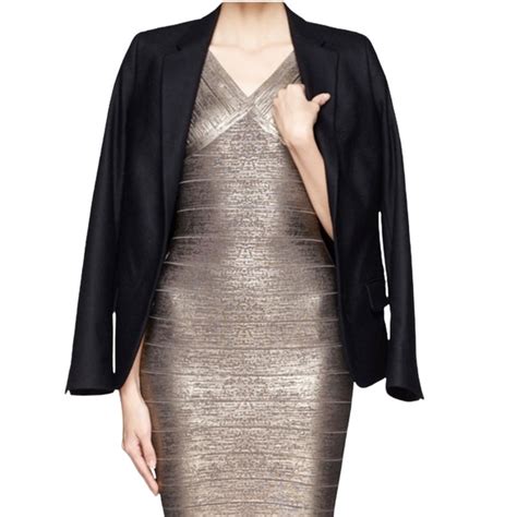 Herve Leger Dresses Nwt Herv Lger By Max Azria Gunmetal Metallic