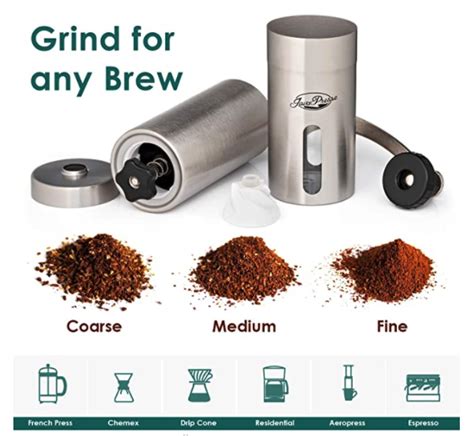 JavaPresse Manual Coffee Grinder With Adjustable Setting Bean Trailer