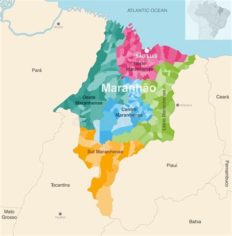 Mapa Administrativo De Maranhao Estado De Brasil Que Muestra Los