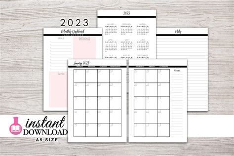 A5 Planner Printable 2023 Monthly Planner Filofax A5 - Etsy