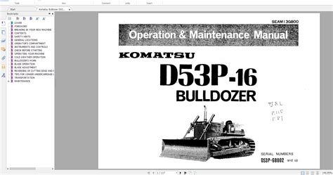 Komatsu D53P 16 Bulldozer Operation Maintenance Manual SEAM13GB00