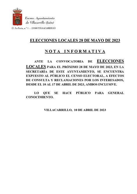 EXPUESTO AL PÚBLICO EL CENSO ELECTORAL ANTE LA CONVOCATORIA DE