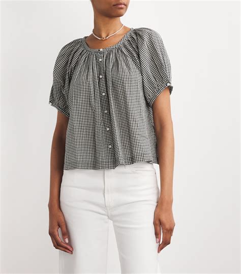 Womens DÔEN multi La Maddalena Gingham June Blouse Harrods US