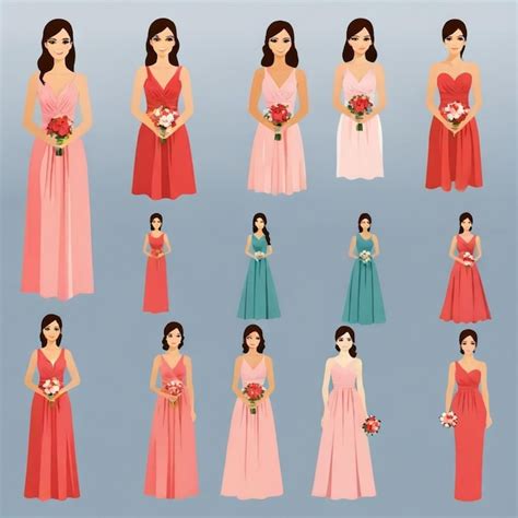 Bridesmaid Vector Set White Background Isolated A High Qua Premium Ai