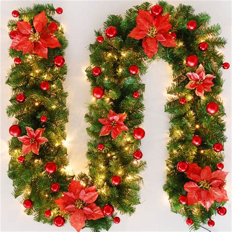 Pre Lit Christmas Garland Realistic Christmas Garland With Lights