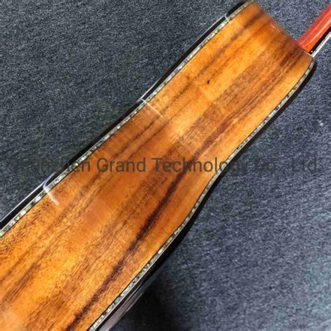 China Custom Real Abalone Inlays Ebony Fingerboard Solid Koa Wood