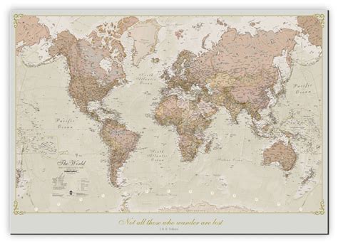 Huge Personalised Antique World Map Canvas