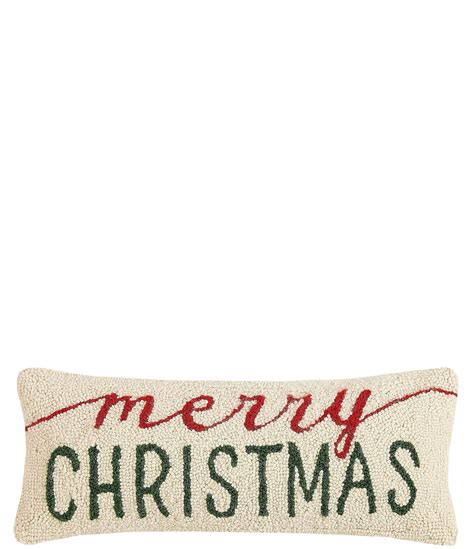 Peking Handicraft Holiday Collection Merry Christmas Hooked Wool Pillow