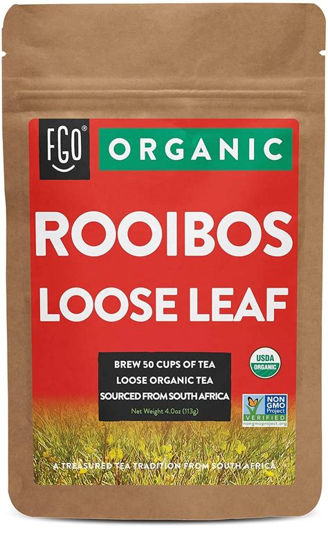 Fgo Organic Rooibos Loose Leaf Tea Resealable Kraft Bag