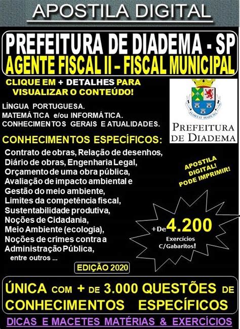 Apostila Prefeitura De Diadema SP AGENTE FISCAL II FISCAL MUNICIPAL