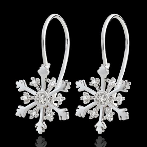 Boucles D Oreilles Flocon Austral Dormeuses Or Blanc Carats