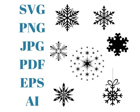 Snowflake Svg Snowflakes Svg Bundle Snowflake Clipart Digital Download Cut Files For Cricut