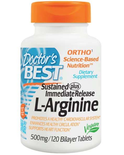 Buy Doctors Best L Arginine 500 Mg 120 Bilayer Tablets L Arginin