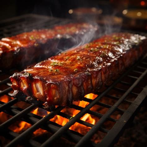 Premium Photo Delicious Bbq Scene Closeup Of Sizzling Ribs On The