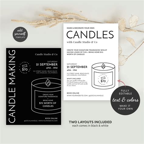 Candle Making Flyer Template Modern Candle Workshop Invite