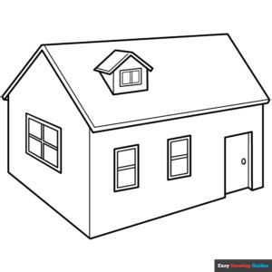 3D House Coloring Page | Easy Drawing Guides