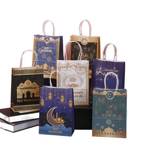 Pcs Eid Mubarak Kraft Paper Gift Bags Muslim Islamic Festival Party