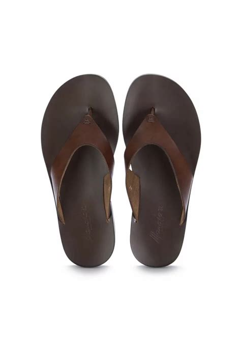 Herren Thongsandalen Manovia Braun Leder Derna It