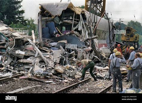 A Crane Lifts A Destroyed Ice Train Carriage In Eschede On 6 June 1998