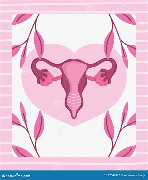 Female Human Reproductive System Stylized With Botanical Elements