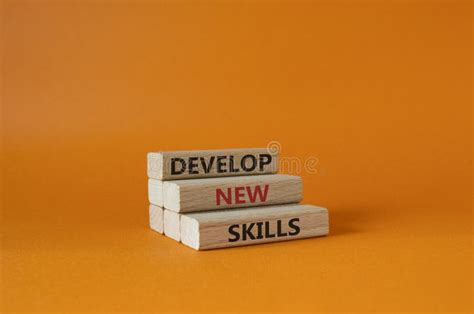 Learn New Skills Symbol Concept Words Learn New Skills On Wooden Blocks Beautiful Yellow