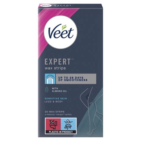 Veet Expert Cold Wax Strips Legs Sensitive 20 Strips Chemist Direct