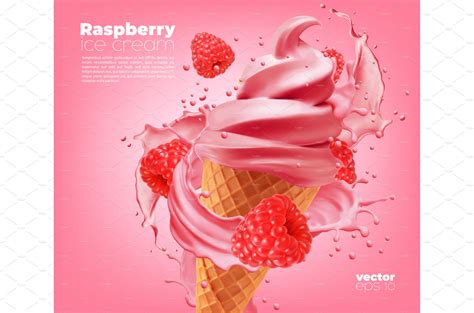 Raspberry soft ice cream cone – MasterBundles