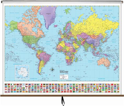 World Advanced Political Classroom Map On Roller