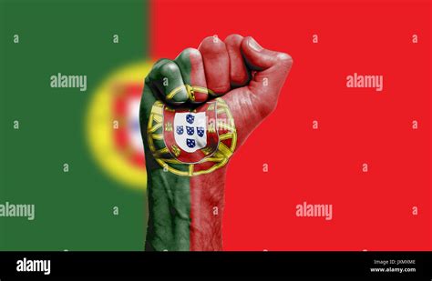 Portugal Flag Painted On A Clenched Fist Strength Power Protest