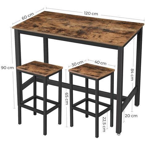 VASAGLE Lot Table Et Chaises De Bar Table Haute Avec 2 Tabourets De