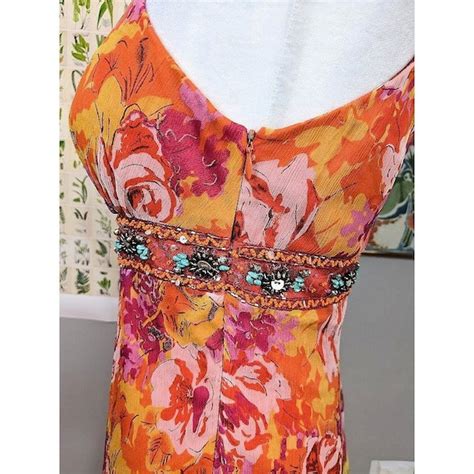 Vintage Y K Sue Wong Mini Dress Fairycore Prom Orange Gem