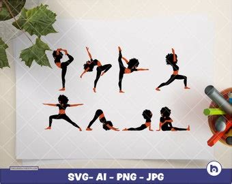 Afro Yoga Pose Digital PNG Ai SVG Instant Etsy UK