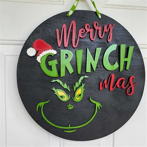 Cyinyin Grinch Christmas Decorations Welcome Sign Funny Grinch Welcome