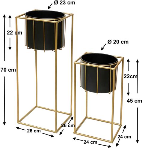 Dandibo Blumenhocker Mit Topf Metall Gold Schwarz Eckig Er Set