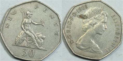 Grossbritannien 50 Pence 1969 Ss MA Shops