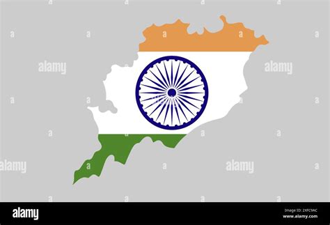 Odisha Map With Indian Flag State Of India Republic Of India