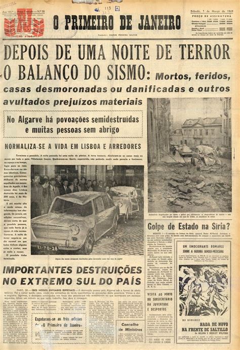 Efemérides O Sismo de 1969 na imprensa portuguesa Portugal cidades