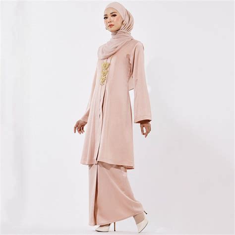 Inhanna Nude Warda Long Kebaya Kebarung Kurung Women S Fashion