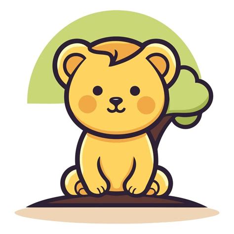 Premium Vector Cute Cartoon Lion Sitting On The Ground Isolated On