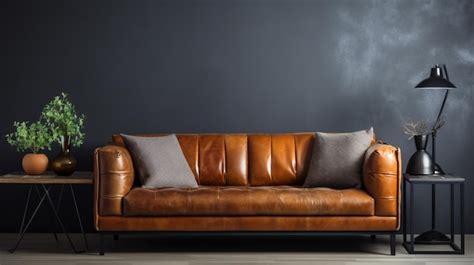 Premium Photo | Leather sofa on modern living room interior design