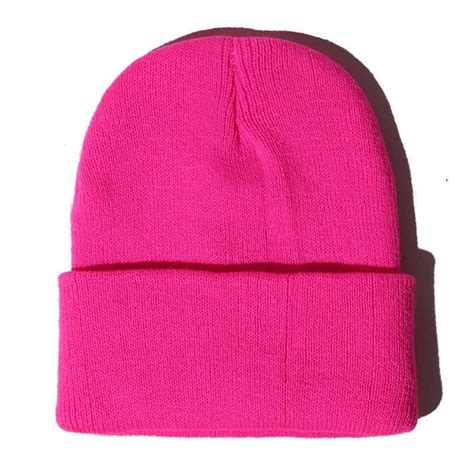 New Knitted Fluorescent Plain Black Beanie For Women Autumnwinter